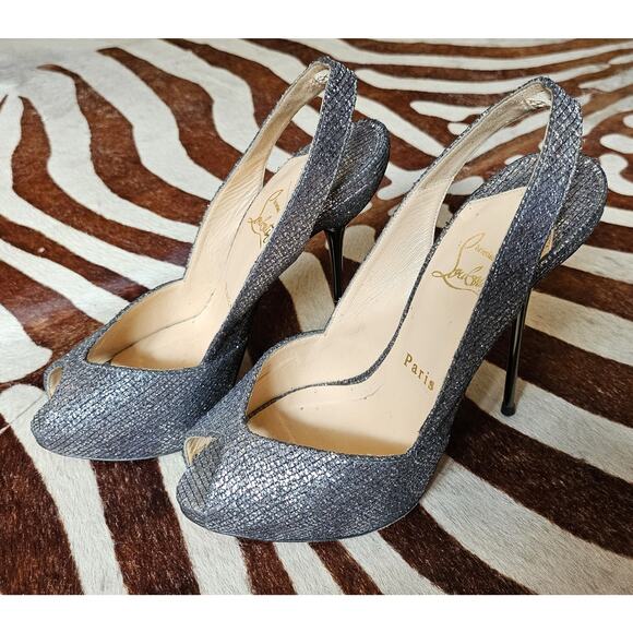 Christian Louboutin Boulimina 120 Silver Lady Glitter Size 37 US 7 - Picture 1 of 9